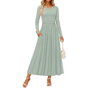 image:imageZESICA Womens Fall Long Sleeve Slimming Knit Modest Maxi DressesGreen