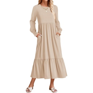 image:imageZESICA Womens Fall Winter Long Sleeve Casual Boho Maxi DressApricot