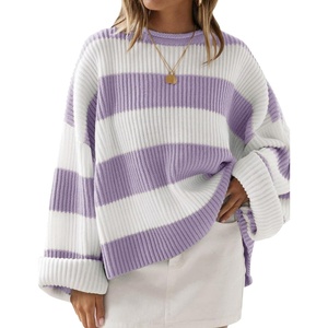 image:imageZESICA Womens Fall Winter Oversized Striped Knit Sweaters Fashion ClothesLightpurple