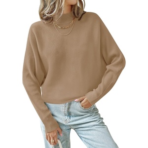 image:imageZESICA Womens Fall Winter Turtleneck Long Batwing Sleeve SweatersCamel