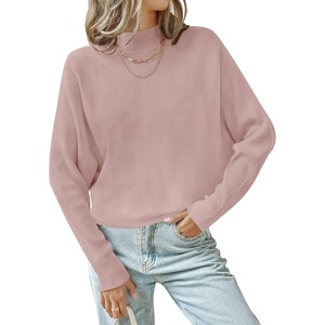 image:imageZESICA Womens Fall Winter Turtleneck Long Batwing Sleeve SweatersPink