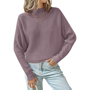 image:imageZESICA Womens Fall Winter Turtleneck Long Batwing Sleeve SweatersPurple