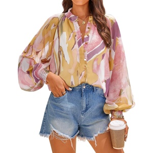 image:imageZESICA Womens Floral Print Long Sleeve Button Down Boho TopPink