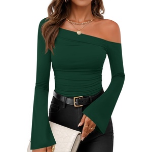 image:imageZESICA Womens Off Shoulder Bell Long Sleeve Going Out TopsDarkgreen
