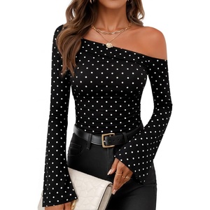 image:imageZESICA Womens Off Shoulder Bell Long Sleeve Going Out TopsPolkadotblack