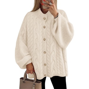image:imageZESICA Womens Oversized Chunky Knit Cardigan Sweaters Fall FashionApricot