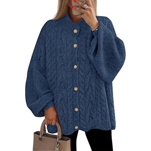 image:imageZESICA Womens Oversized Chunky Knit Cardigan Sweaters Fall FashionDarkblue