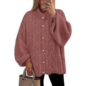 image:imageZESICA Womens Oversized Chunky Knit Cardigan Sweaters Fall FashionDustypink