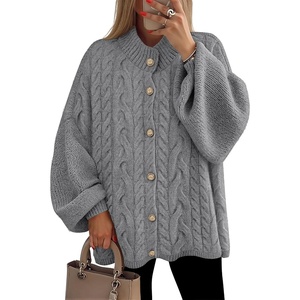 image:imageZESICA Womens Oversized Chunky Knit Cardigan Sweaters Fall FashionGray