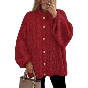 image:imageZESICA Womens Oversized Chunky Knit Cardigan Sweaters Fall FashionRed