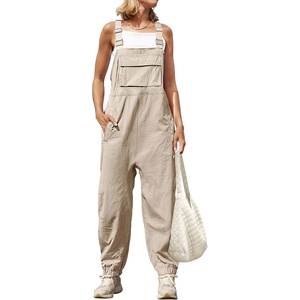 image:imageZESICA Womens Sleeveless Overalls Casual Adjustable Straps Pant JumpsuitsApricot