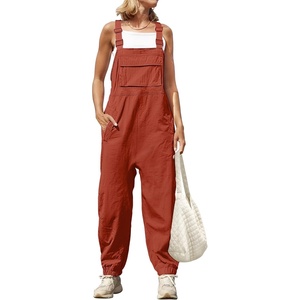 image:imageZESICA Womens Sleeveless Overalls Casual Adjustable Straps Pant JumpsuitsRust