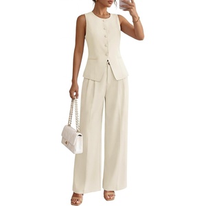 image:imageZESICA Womens Summer 2 Piece Suits Sets Work Office OutfitsApricot