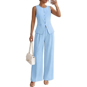 image:imageZESICA Womens Summer 2 Piece Suits Sets Work Office OutfitsBlue