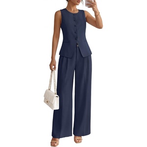 image:imageZESICA Womens Summer 2 Piece Suits Sets Work Office OutfitsNavy