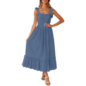 image:imageZESICA Womens Summer Boho Spaghetti Strap Maxi DressDustyblue
