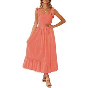 image:imageZESICA Womens Summer Boho Spaghetti Strap Maxi DressGrapefruit