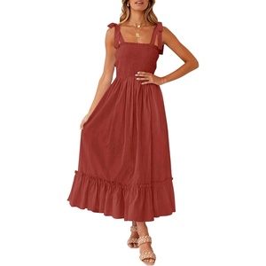 image:imageZESICA Womens Summer Boho Spaghetti Strap Maxi DressRust