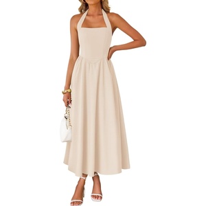image:imageZESICA Womens Summer Sleeveless Halter Wedding Guest Maxi DressApricot