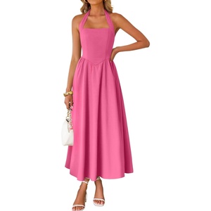 image:imageZESICA Womens Summer Sleeveless Halter Wedding Guest Maxi DressHotpink