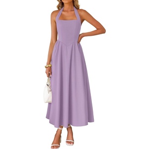 image:imageZESICA Womens Summer Sleeveless Halter Wedding Guest Maxi DressLightpurple