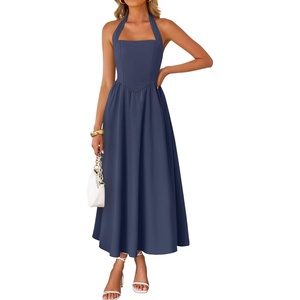 image:imageZESICA Womens Summer Sleeveless Halter Wedding Guest Maxi DressNavy