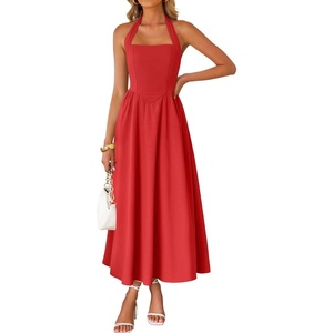 image:imageZESICA Womens Summer Sleeveless Halter Wedding Guest Maxi DressRed