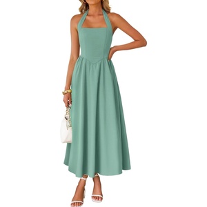 image:imageZESICA Womens Summer Sleeveless Halter Wedding Guest Maxi DressSage