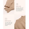 image:imageZESICA Fall 2026 Scalloped Mock Neck Pullover Sweaters for WomenAlmond