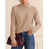 image:imageZESICA Fall 2026 Scalloped Mock Neck Pullover Sweaters for WomenAlmond