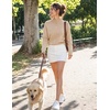 image:imageZESICA Fall 2026 Scalloped Mock Neck Pullover Sweaters for WomenAlmond