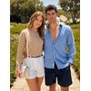 image:imageZESICA Fall 2026 Scalloped Mock Neck Pullover Sweaters for WomenAlmond