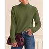 image:imageZESICA Fall 2026 Scalloped Mock Neck Pullover Sweaters for WomenArmygreen
