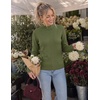image:imageZESICA Fall 2026 Scalloped Mock Neck Pullover Sweaters for WomenArmygreen