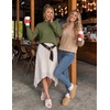 image:imageZESICA Fall 2026 Scalloped Mock Neck Pullover Sweaters for WomenArmygreen