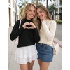 image:imageZESICA Fall 2026 Scalloped Mock Neck Pullover Sweaters for WomenBlack