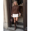image:imageZESICA Fall 2026 Scalloped Mock Neck Pullover Sweaters for WomenBrown
