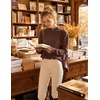 image:imageZESICA Fall 2026 Scalloped Mock Neck Pullover Sweaters for WomenBrown