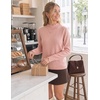 image:imageZESICA Fall 2026 Scalloped Mock Neck Pullover Sweaters for WomenPink