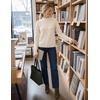 image:imageZESICA Fall 2026 Scalloped Mock Neck Pullover Sweaters for WomenWhite