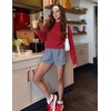 image:imageZESICA Fall 2026 Scalloped Mock Neck Pullover Sweaters for WomenWine