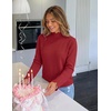 image:imageZESICA Fall 2026 Scalloped Mock Neck Pullover Sweaters for WomenWine
