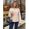 image:imageZESICA Fall Sweater for Women Mock Neck Oversized OutfitsAlmond