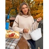 image:imageZESICA Fall Sweater for Women Mock Neck Oversized OutfitsAlmond