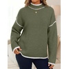 image:imageZESICA Fall Sweater for Women Mock Neck Oversized OutfitsArmygreen