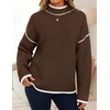 image:imageZESICA Fall Sweater for Women Mock Neck Oversized OutfitsCoffee