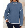 image:imageZESICA Fall Sweater for Women Mock Neck Oversized OutfitsDustyblue