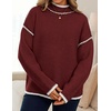 image:imageZESICA Fall Sweater for Women Mock Neck Oversized OutfitsWine