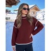 image:imageZESICA Fall Sweater for Women Mock Neck Oversized OutfitsWine