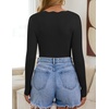 image:imageZESICA Fall V Neck Sweaters for Women Long Sleeve Ribbed Knit TopsBlack